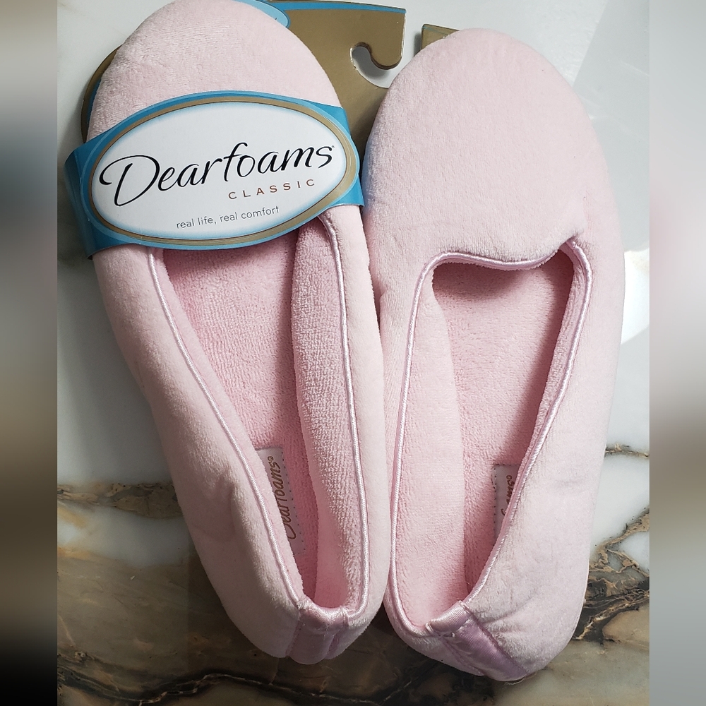Pink Warm Slippers Size 7 Dearfoams Classic Blush